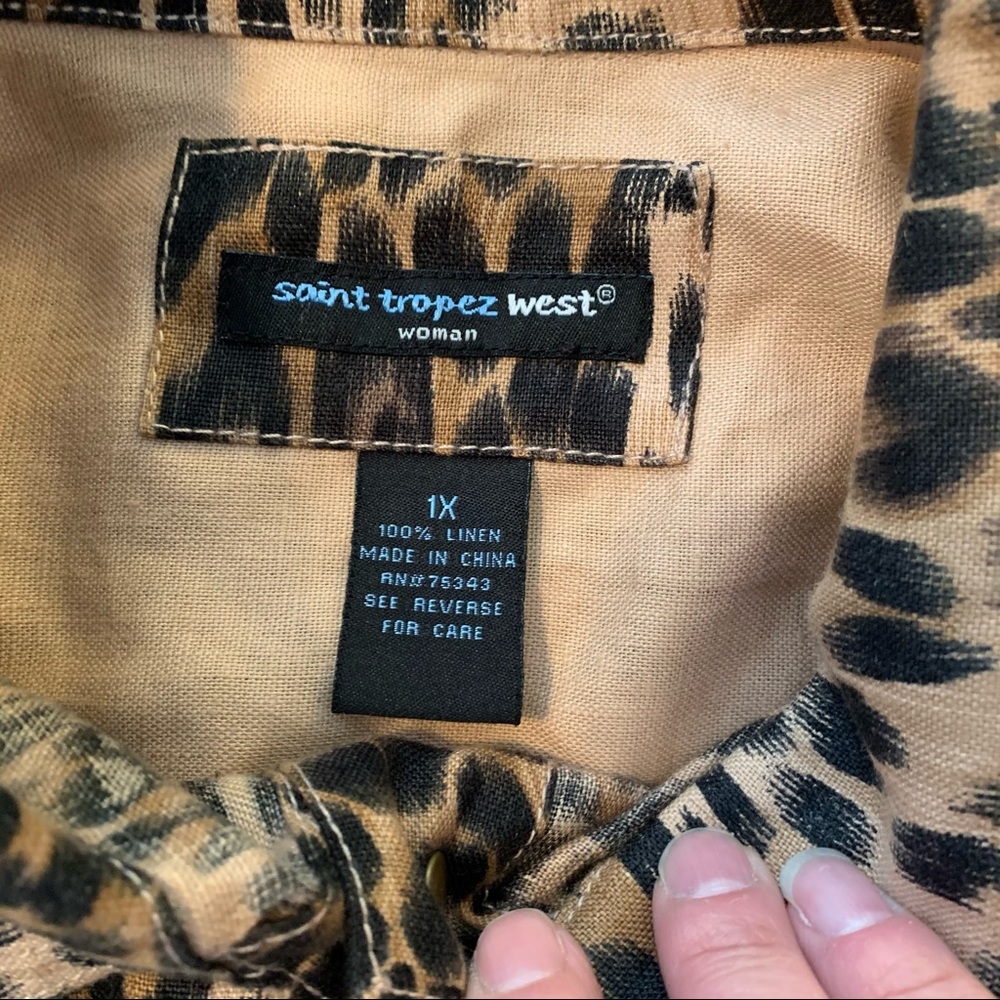 Saint Tropez West Leopard Linen Jean jacket Style - Picture 2 of 6
